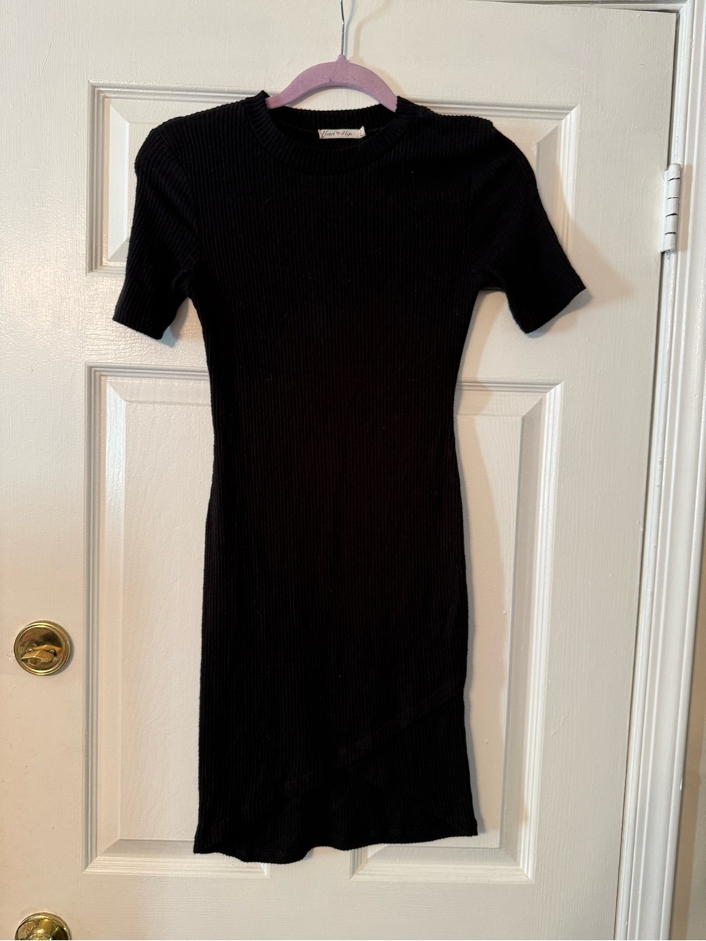 Heart Hips Black Ribbed Mini  Dress
